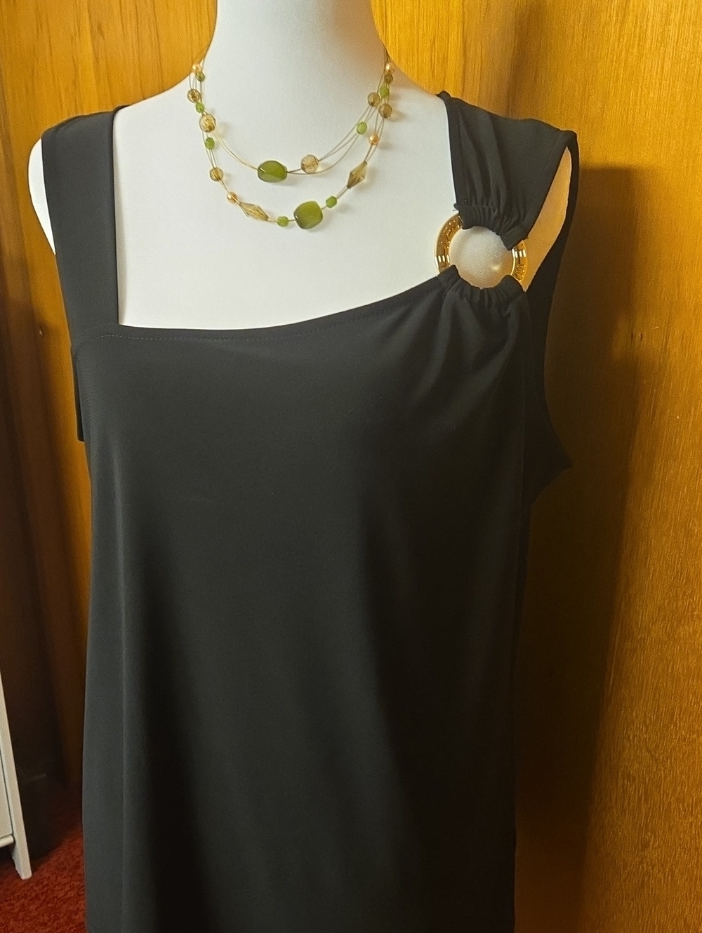 Nine West Black Sleeveless  Top with Decorative Ring